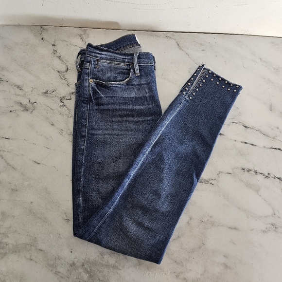 FRAME Denim Le High Skinny Stud Blue Jeans 27 Preowned - Picture 4 of 8